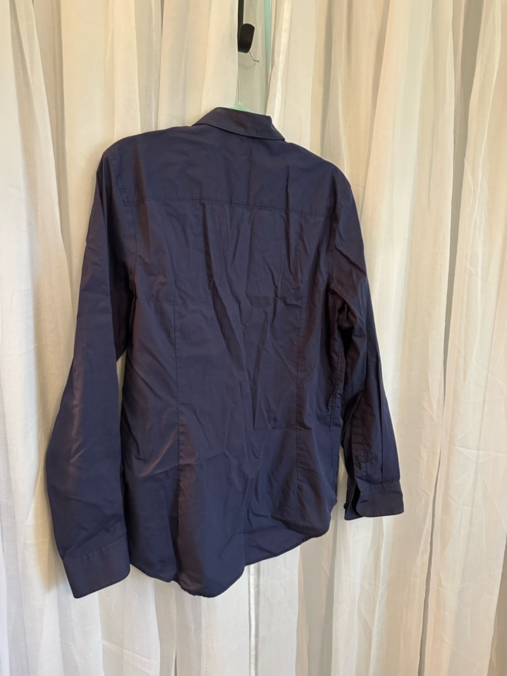 Perry Ellis Classic Men's Navy Slim Fit Button-Up Shirt - Picture 6 of 6